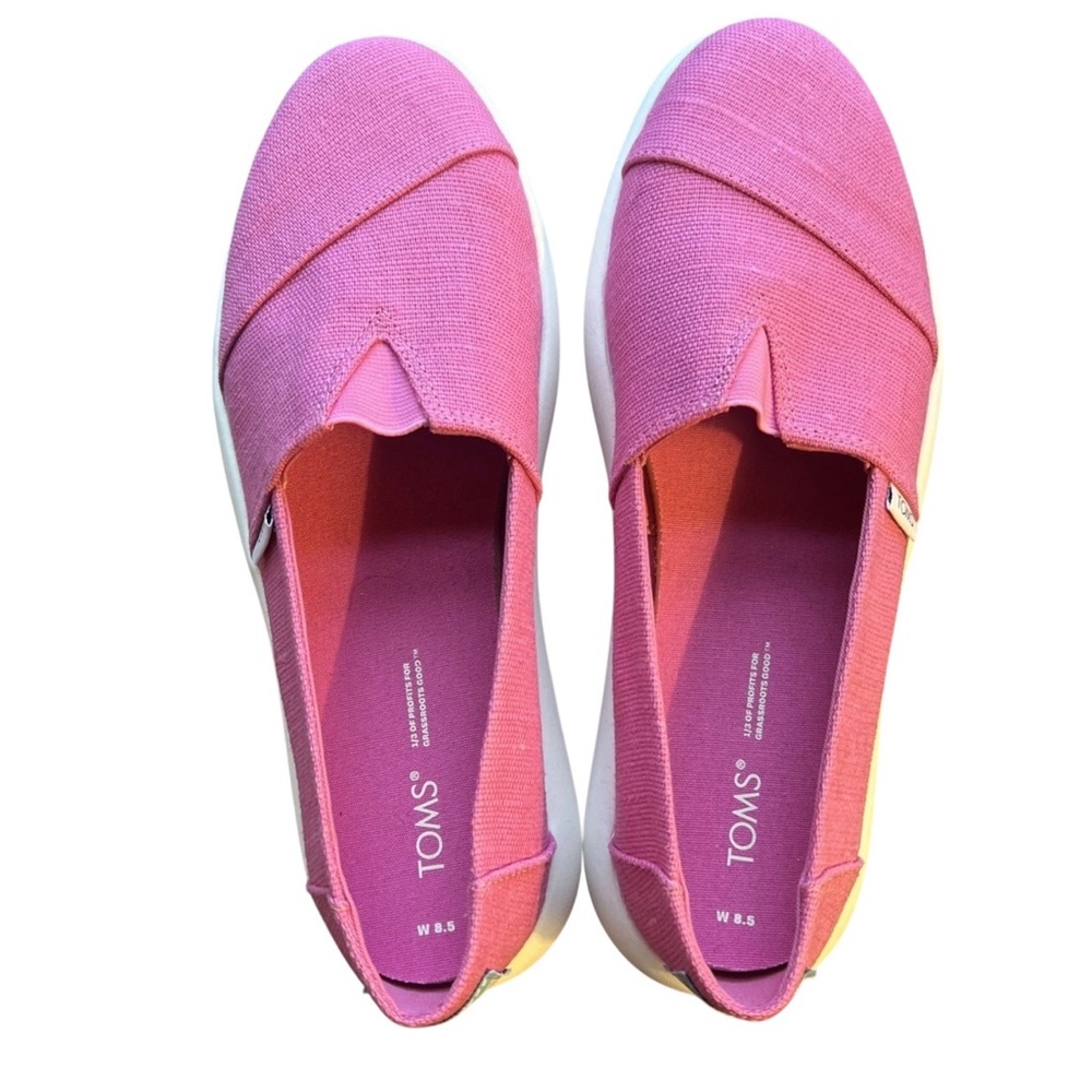 TOMS Size 10 Women’s Alpagata Mallow fuchsia pink Heritage canvas slip on shoes